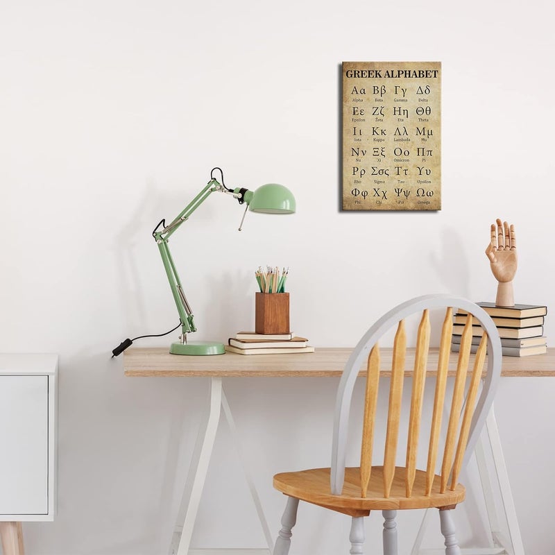 Busmko Greek Alphabet Wall Art Canvas Prints Retro Posters for Classroom Learning Painting Modern Ancient Letters Decor for Bedroom Framed Size 16x24 inch(40x60cm) - Image 4