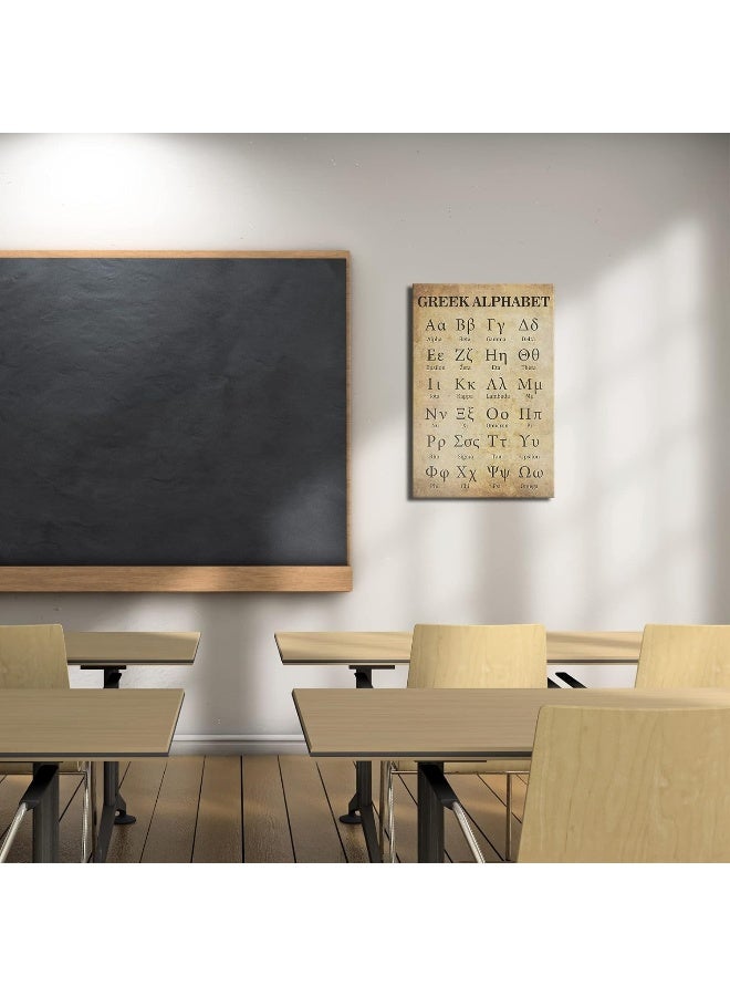 Busmko Greek Alphabet Wall Art Canvas Prints Retro Posters for Classroom Learning Painting Modern Ancient Letters Decor for Bedroom Framed Size 16x24 inch(40x60cm) - Image 5