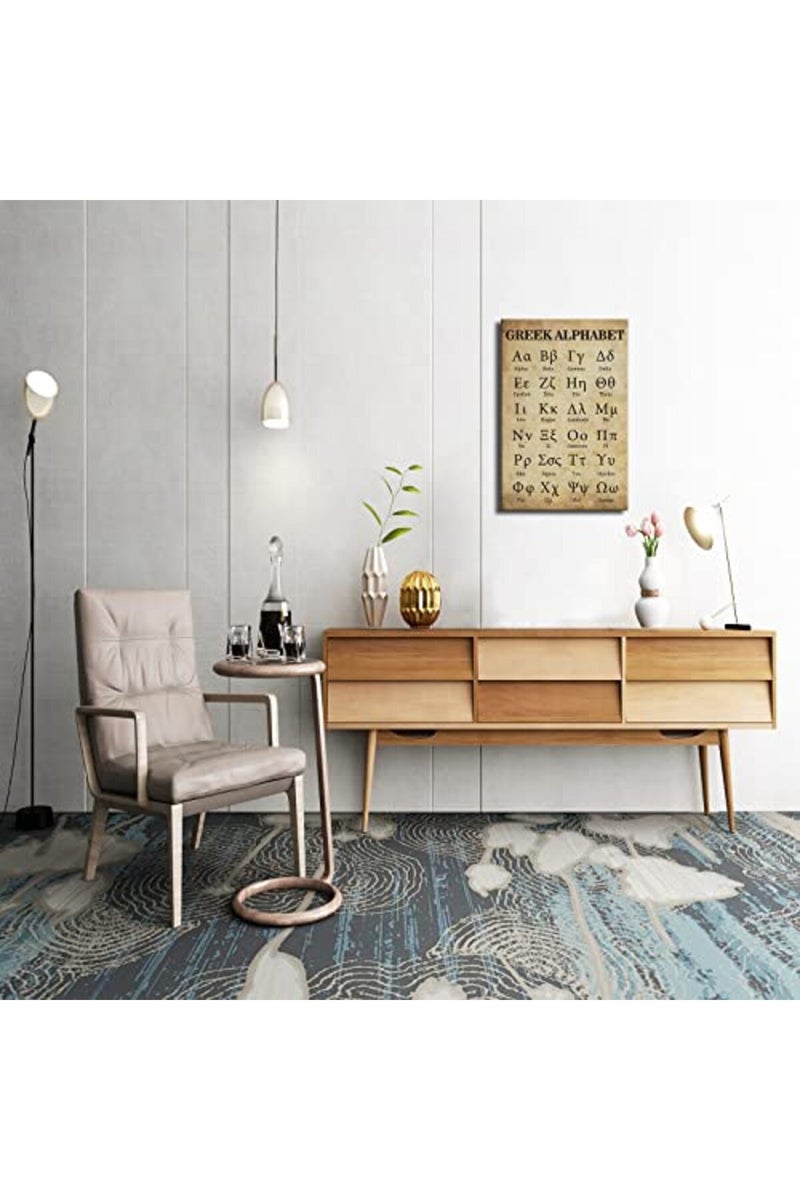 Busmko Greek Alphabet Wall Art Canvas Prints Retro Posters for Classroom Learning Painting Modern Ancient Letters Decor for Bedroom Framed Size 16x24 inch(40x60cm) - Image 3