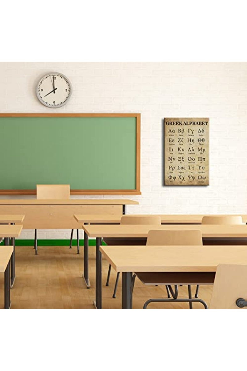 Busmko Greek Alphabet Wall Art Canvas Prints Retro Posters for Classroom Learning Painting Modern Ancient Letters Decor for Bedroom Framed Size 16x24 inch(40x60cm) - Image 2