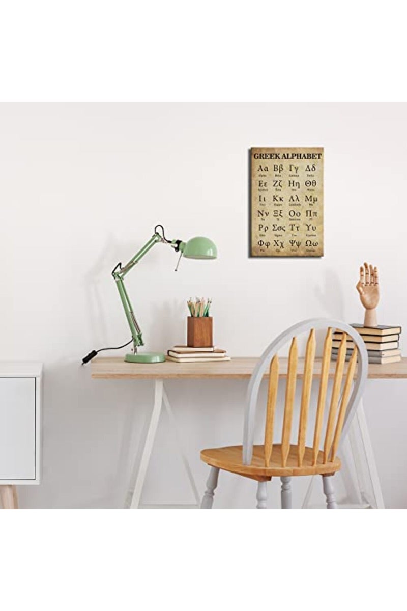 Busmko Greek Alphabet Wall Art Canvas Prints Retro Posters for Classroom Learning Painting Modern Ancient Letters Decor for Bedroom Framed Size 16x24 inch(40x60cm) - Image 4