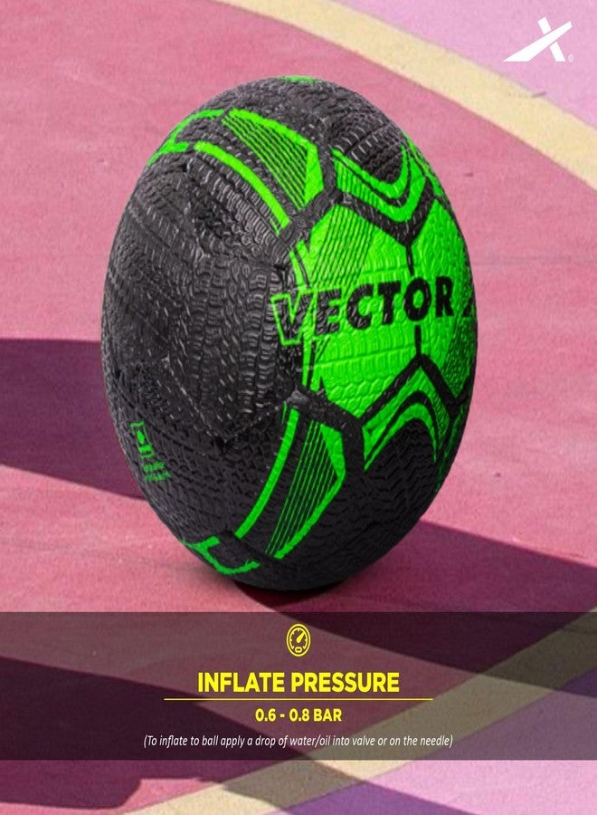 Vector X Street Soccer Rubber Moulded Indoor/Outdoor Water-Resistant Football + Pump with Butyl Bladder, Black-Green, Size 5, Suitable for Match and Training for Adults 15+ Years - Image 5