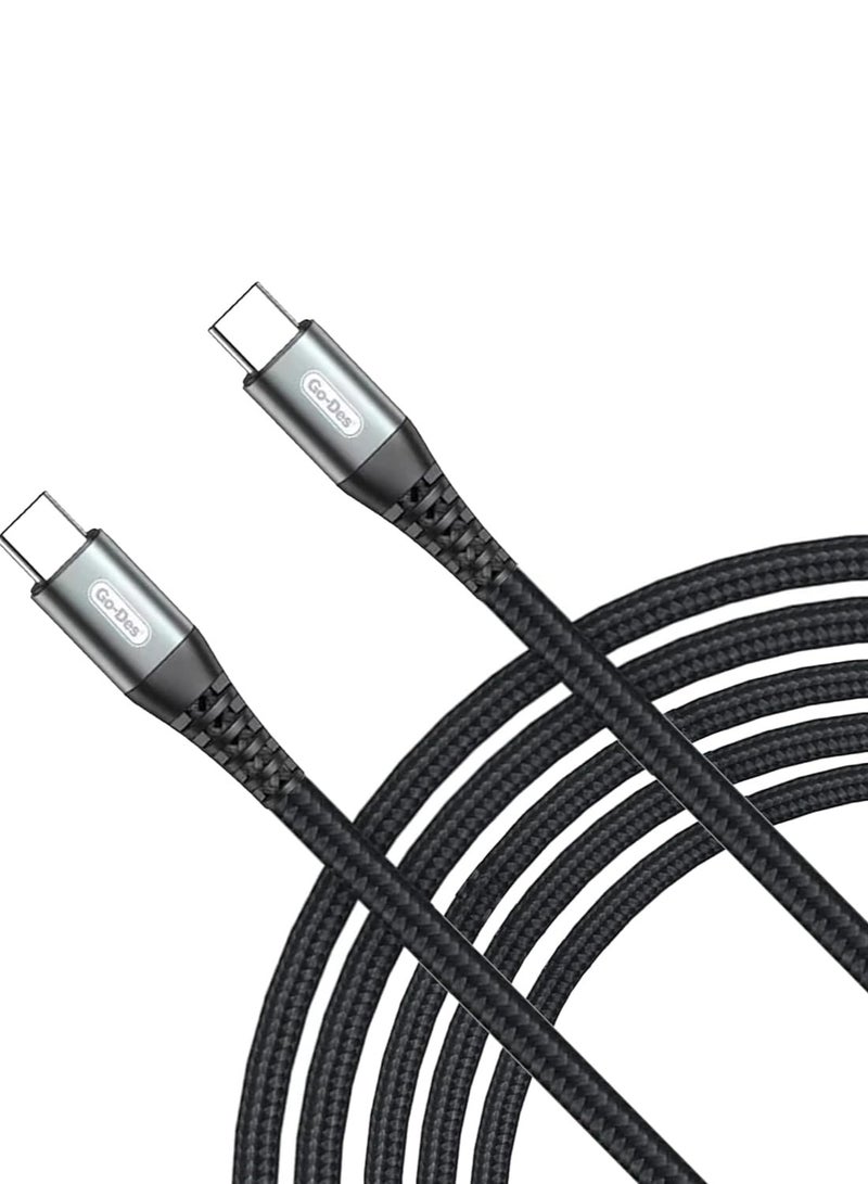 Go-Des 60W Ultra Fast Charging 5A USB C to USB C Cable [3.3-ft,1M], Powerful Nylon Braided USB-C Cord Phone Charger for iPhone 15, Android Phones, Tablets, iPad Pro, MacBook and Laptops