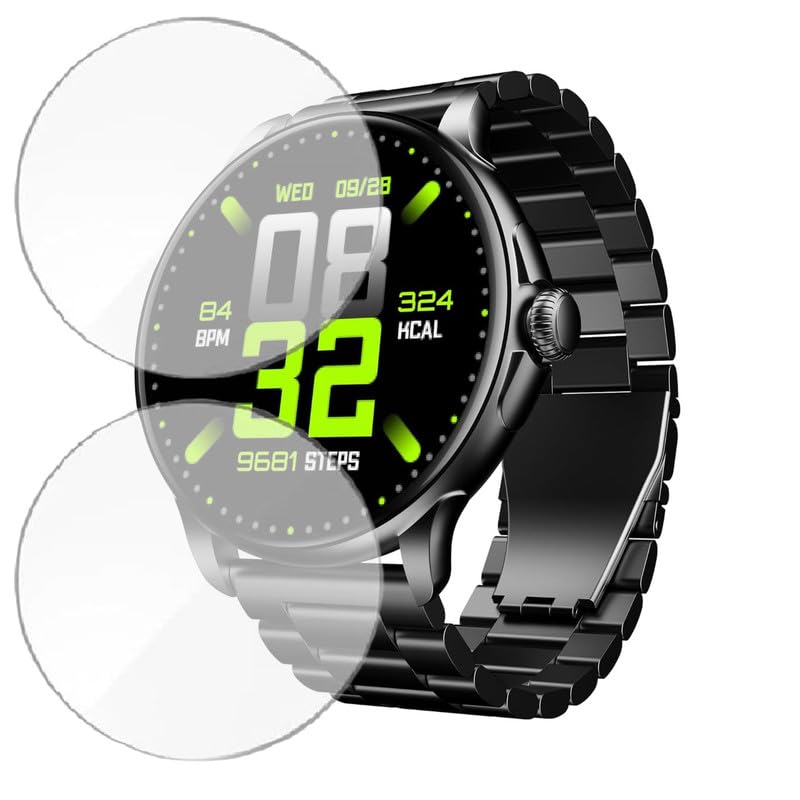 HELLOSCREEN 2-Pack | Screen Protector Guard for boAt Lunar Oasis | 1.43 inch | Smartwatch - Flexible & Ultrathin TPU Film, Scratch Resistant, Bubble Free - Not Tempered Glass - Image 1