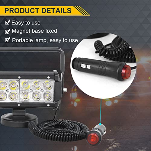 SKYWORLD Magnetic Led Work Light 12V, 1PCS 7 Inch 36W Spot Off Road Driving Fog Lamp, Portable Magnetic Base Holder for Car SUV Trailer Tractor Truck Engineering Maintenance Garage Camping - Image 5