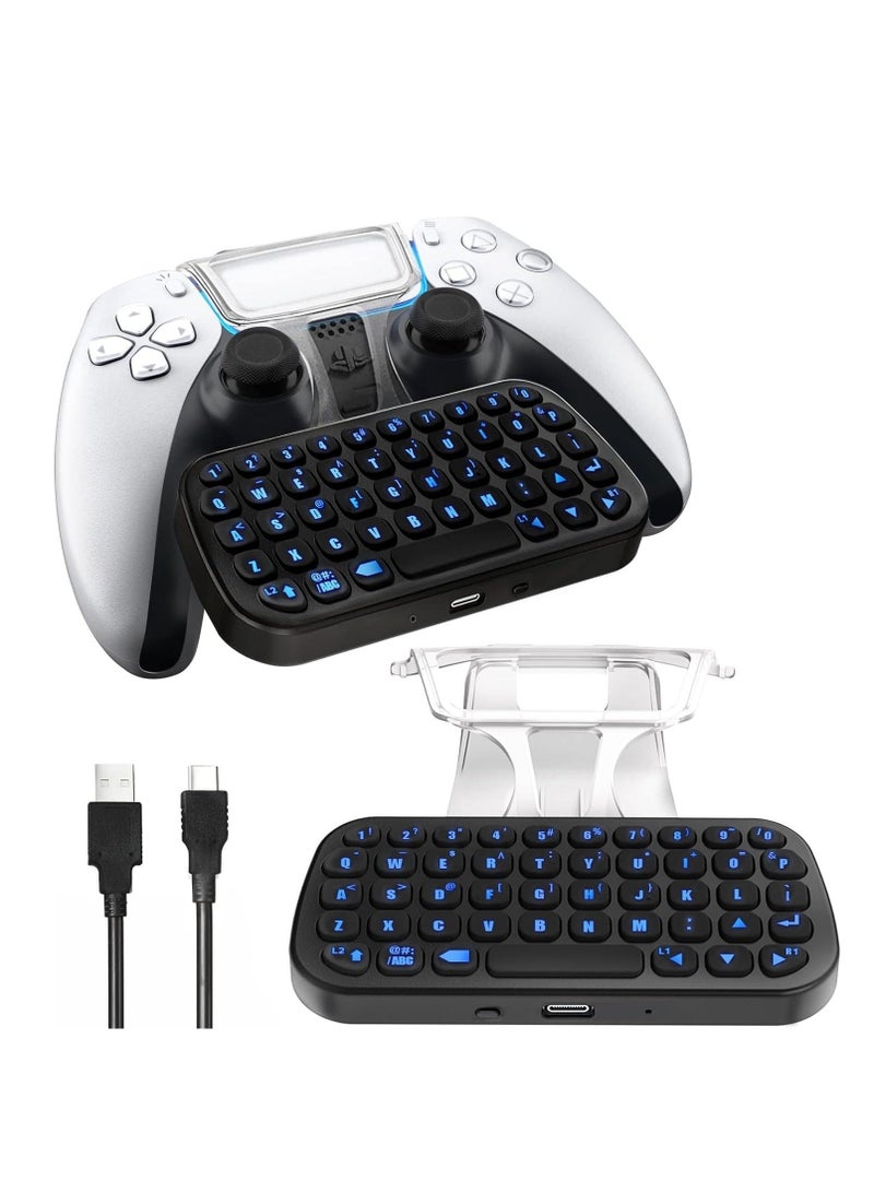 Captaintech PS5 Controller Keyboard with Backlight Playstation, Wireless Bluetooth Keypad Chatpad for Playstation 5 Controller, Mini Game Keyboard Built-in Speaker with 3.5mm Audio Jack for Messaging, Black - Image 1