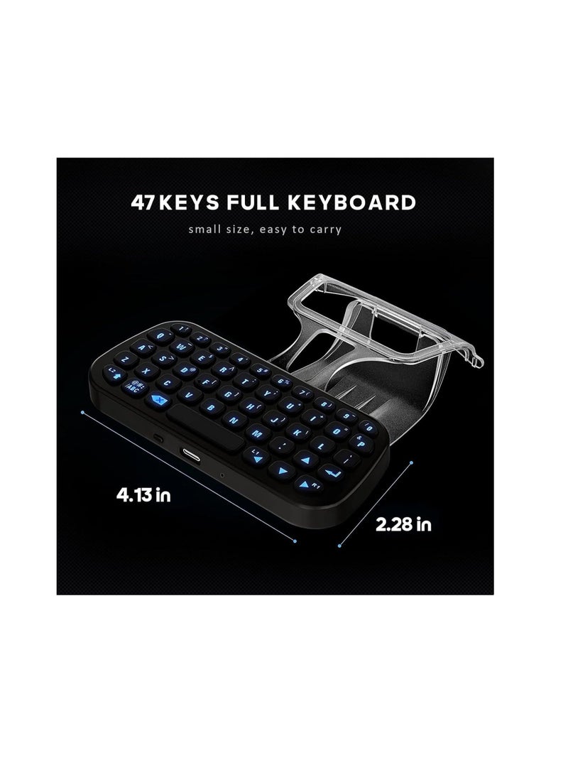 Captaintech PS5 Controller Keyboard with Backlight Playstation, Wireless Bluetooth Keypad Chatpad for Playstation 5 Controller, Mini Game Keyboard Built-in Speaker with 3.5mm Audio Jack for Messaging, Black - Image 2