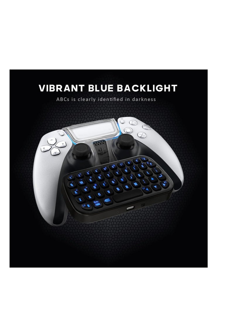 Captaintech PS5 Controller Keyboard with Backlight Playstation, Wireless Bluetooth Keypad Chatpad for Playstation 5 Controller, Mini Game Keyboard Built-in Speaker with 3.5mm Audio Jack for Messaging, Black - Image 3