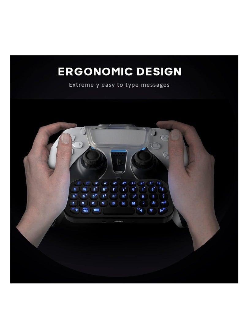Captaintech PS5 Controller Keyboard with Backlight Playstation, Wireless Bluetooth Keypad Chatpad for Playstation 5 Controller, Mini Game Keyboard Built-in Speaker with 3.5mm Audio Jack for Messaging, Black - Image 5