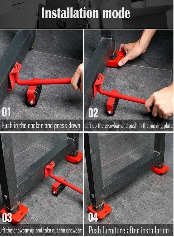 skyzone Wheels for Furniture Furniture Shifting Tool Furniture Moving Wheels with Lifter Wheels for Furniture Moving Furniture Mover Lifter Furniture Lifter Mover Tool Set Lifter with Roller Set - Image 5