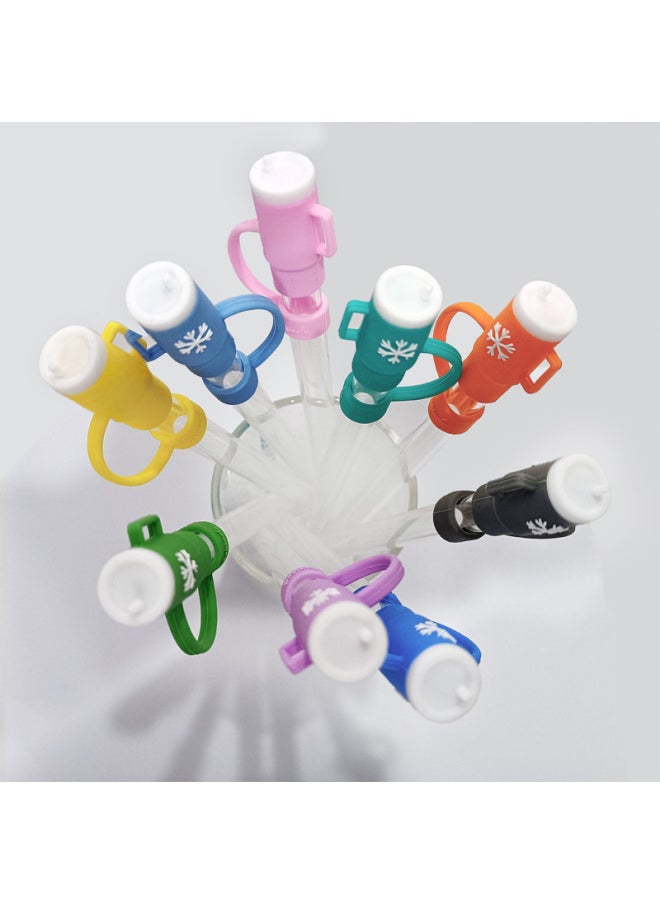 Generic - Ice Cup Straw Dust Cap Food Grade Silicone Straw Cap Glass Straw Dust Plug Stainless Steel Straw Cap-Color:10mm Black Skull - Image 1