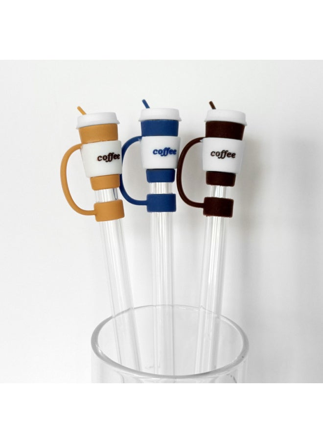Generic - Ice Cup Straw Dust Cap Food Grade Silicone Straw Cap Glass Straw Dust Plug Stainless Steel Straw Cap-Color:10mm Black Skull - Image 1
