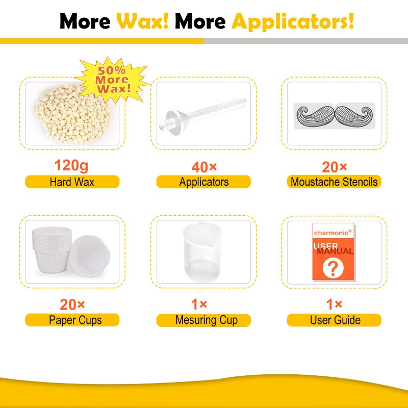 Charmonic 120g Nose Hair Waxing Kit with 40 Applicators - Quick & Painless Hair Remover for Men and Women, Up to 20 Uses - Image 2