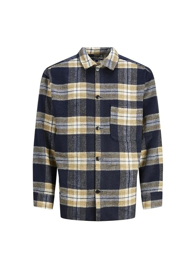 JACK & JONES Jack & jones JUNIOR geruit overshirt JORZAC donkerblauw beige Overhemd Jongens Polyester Klassieke kraag  - Image 1