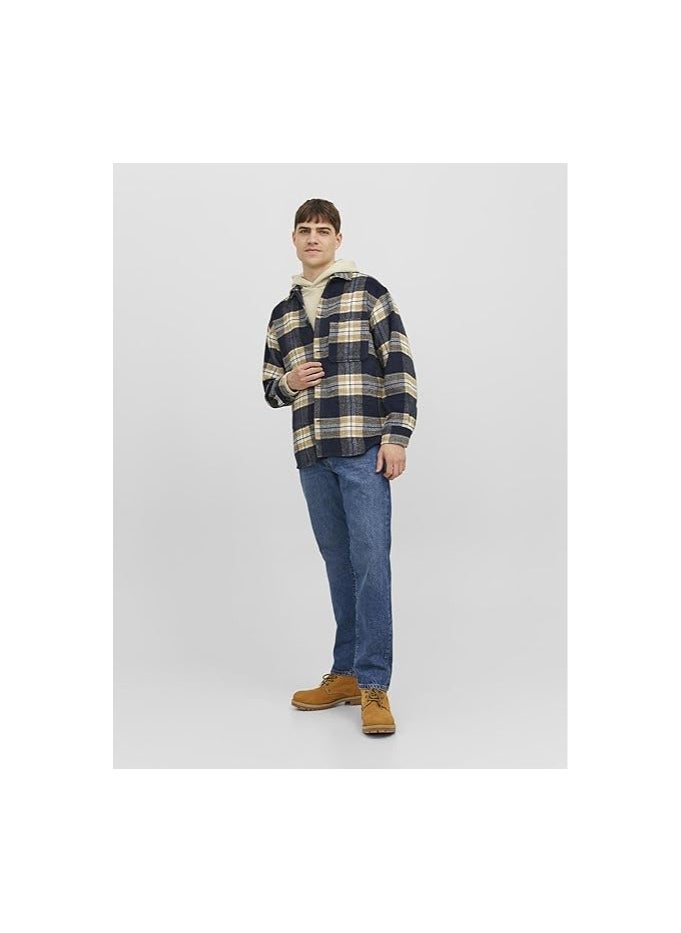 JACK & JONES Jack & jones JUNIOR geruit overshirt JORZAC donkerblauw beige Overhemd Jongens Polyester Klassieke kraag  - Image 4