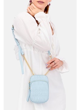 Moda Luxe Women Leather Cross Body Bag 20 H x 14 L x 4 W cm, Light Blue  - Image 2