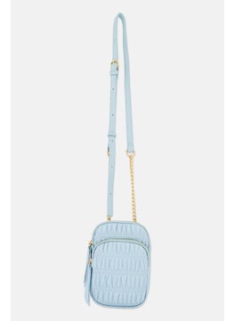 Moda Luxe Women Leather Cross Body Bag 20 H x 14 L x 4 W cm, Light Blue  - Image 1