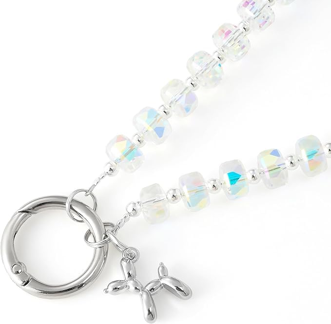 KHOLAD Crystal Phone Wrist Strap Phone Charm Chain Keychain Beaded Cellphone Lanyard with Tether Tab Hands-Free Wristlet Bracelet Wrist Grip Strap for Women - Image 3