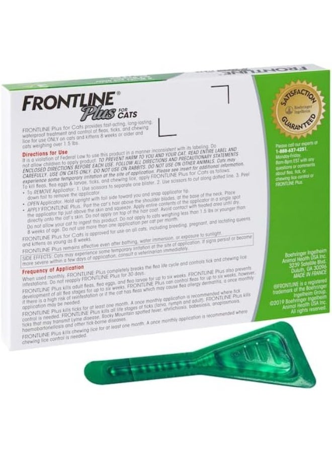FRONTLINE Plus Flea & Tick Spot Treatment for Cat & Kitten (Green) Count of 3 - Image 2