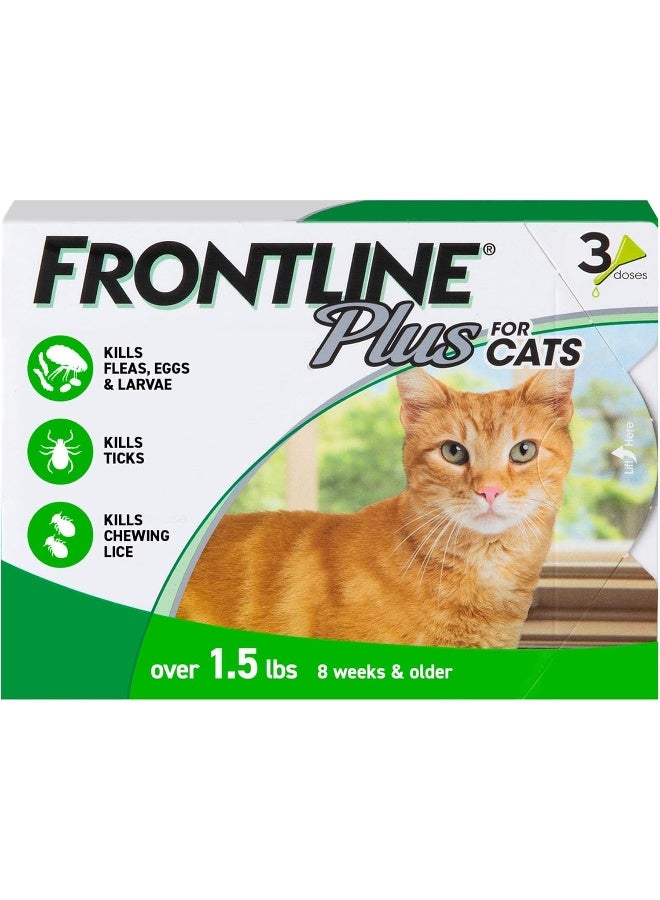 FRONTLINE Plus Flea & Tick Spot Treatment for Cat & Kitten (Green) Count of 3 - Image 1