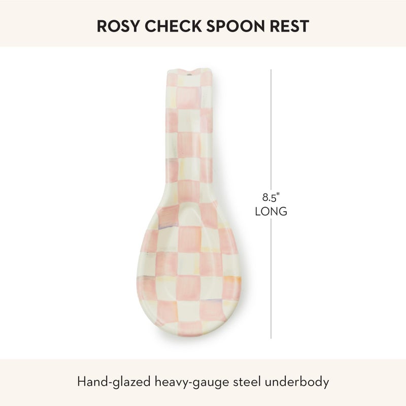 mackenzie childs MACKENZIE-CHILDS Enamel Spoon Rest, Kitchen Spoon Holder and Utensil Rest for Stovetop, Pink-and-White Rosy Check - Image 4