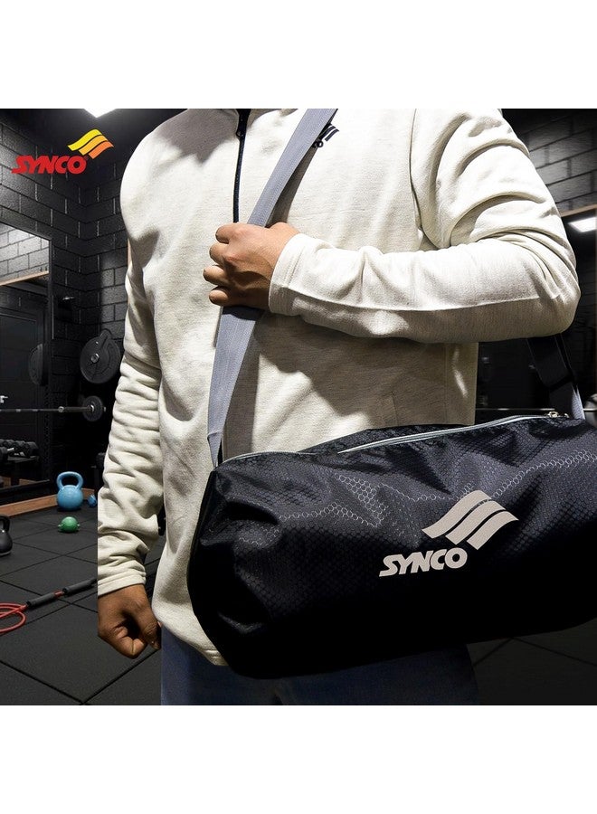 Synco Black Gym Bag | Multipurpose Casual Sports Bag | 17L Capacity | Water Resistant | Travel Bag with Strap and Side Pocket | All in one - Image 2