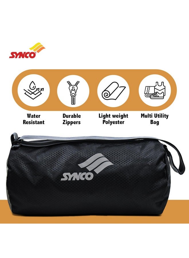 Synco Black Gym Bag | Multipurpose Casual Sports Bag | 17L Capacity | Water Resistant | Travel Bag with Strap and Side Pocket | All in one - Image 4