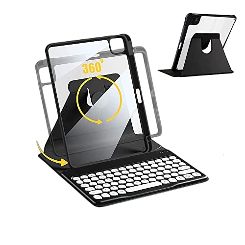 AnMengXinLing Keyboard Case for iPad A16 11th 10th Generation (11/10.9 inch),Rotating Smart Cover with Detachable Magnetic Round Key Keyboard, Black - Image 1