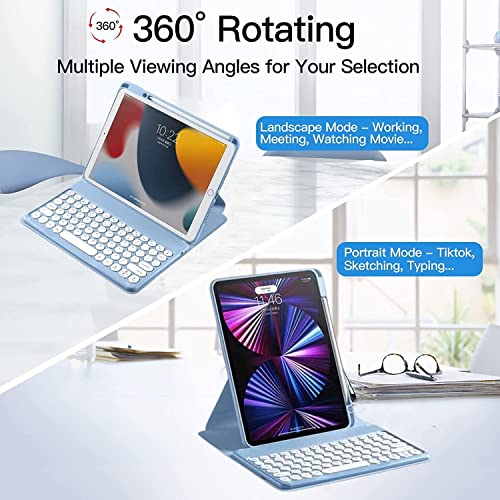 AnMengXinLing Keyboard Case for iPad A16 11th 10th Generation (11/10.9 inch),Rotating Smart Cover with Detachable Magnetic Round Key Keyboard, Black - Image 2