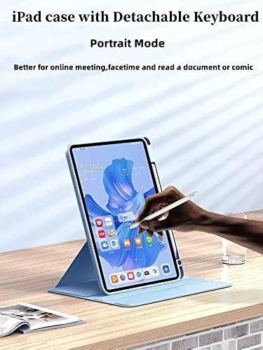 AnMengXinLing Keyboard Case for iPad A16 11th 10th Generation (11/10.9 inch),Rotating Smart Cover with Detachable Magnetic Round Key Keyboard, Black - Image 5