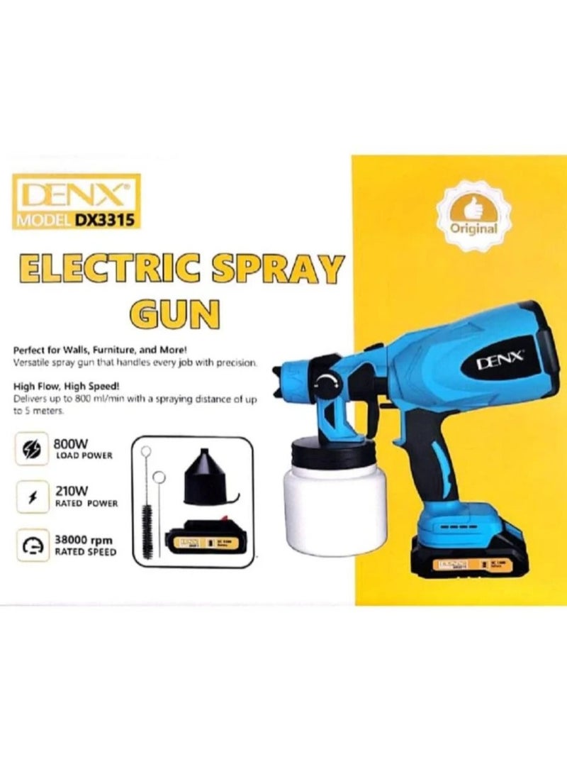 Denx Electric paint gun with detachable tank, lightweight design, easy to spray and clean, for home and outdoor use and painting projects - Image 1