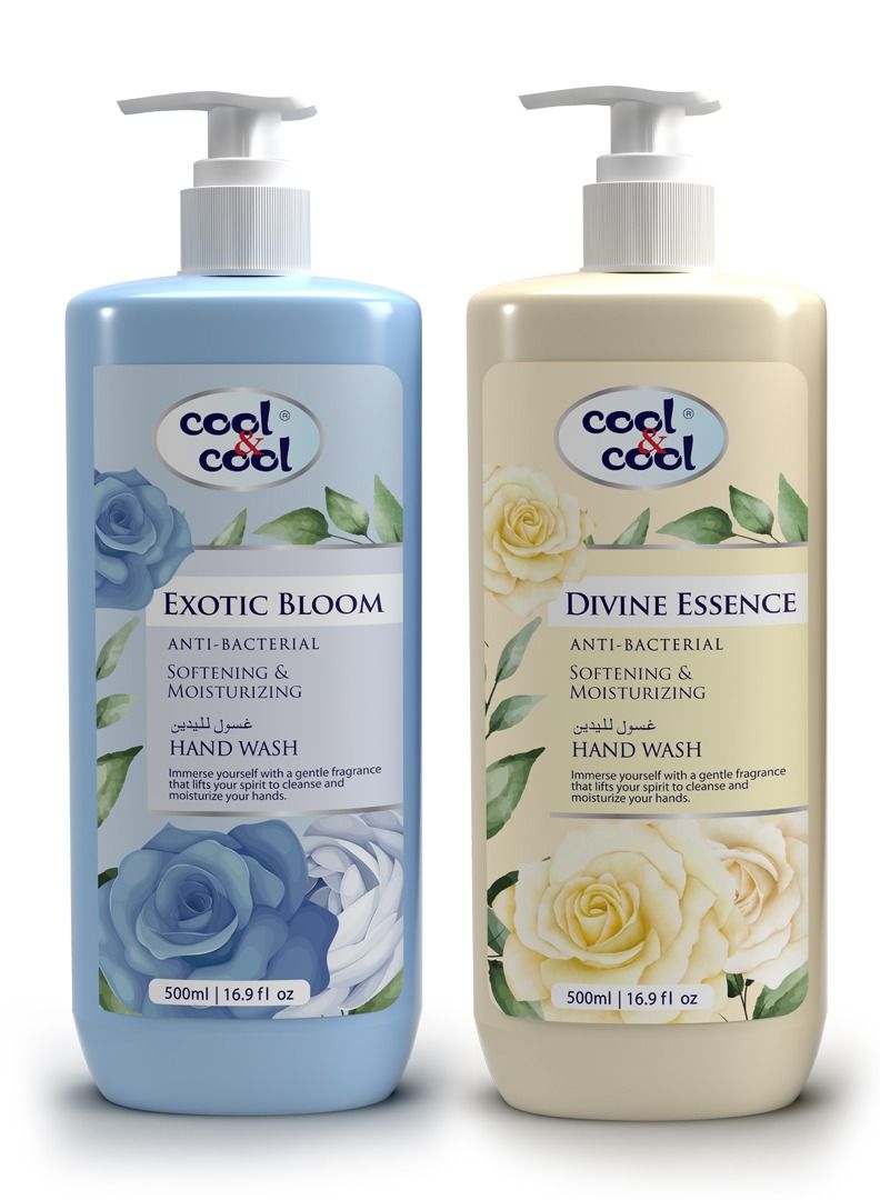 كول اند كول غسول اليدين المضاد للبكتيريا Cool & Cool Exotic Bloom + Divine Essence سعة 500 مل عبوة من قطعتين