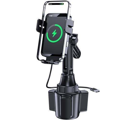 MOKPR Wireless Car Charger, MOKPR 15W/10W/7.5W Cup Holder Phone Mount, Auto Clamping Fast Charging Car Mount, Air Vent Phone Holder for iPhone 16 15/14/13/12 pro/12/11/XS/X/8, Samsung S23/S22/S10/S9/S8, etc - Image 1