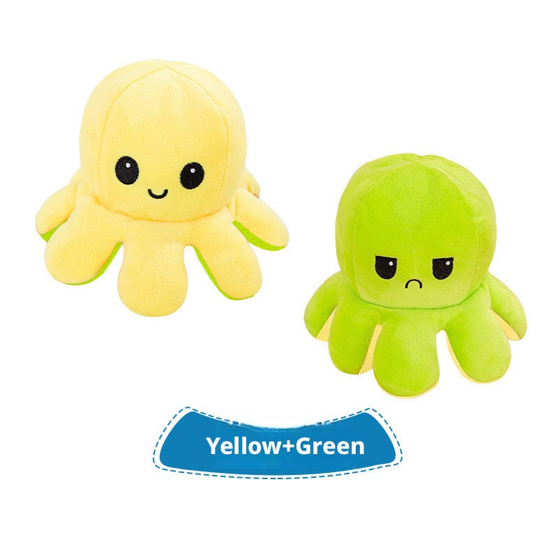 Cute Flipping Octopus Plush Toy - Color Changing (Yellow to Green)