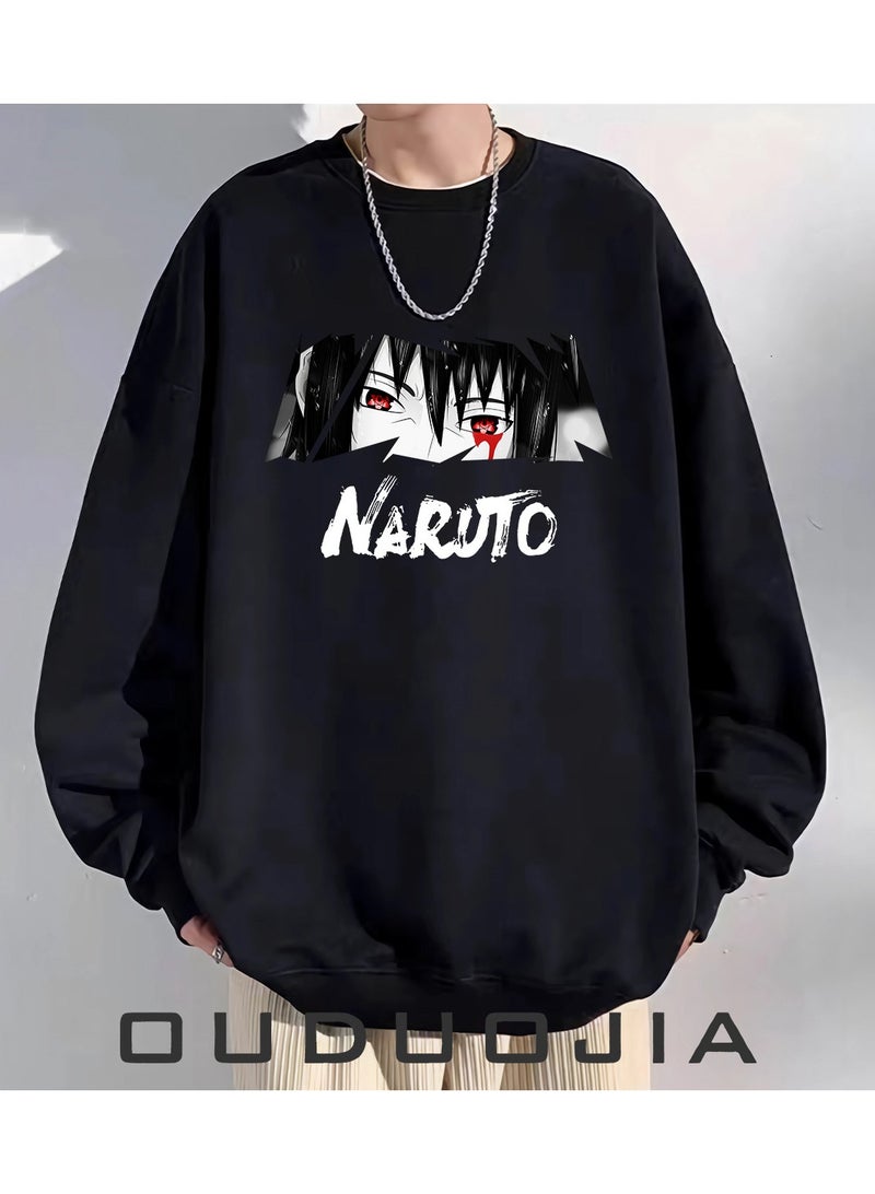KUYING Naruto Card Retro Round Neck Hoodie  - Image 1