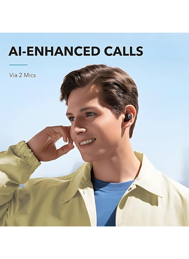 A20i True Wireless Earbuds, Bluetooth 5.3, App, Customized Sound, 28H Long Playtime, Water-Resistant, 2 Mics for AI Clear Calls, Single Earbud Mode Black