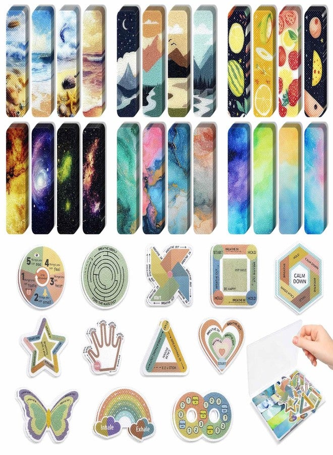 TOEMUR 96 Pcs Sensory Stickers with 2 Textured Surfaces - Adhesive Fidget Strips for Anxiety Relief & ADHD Support, Includes Storage Box - for Office, Classroom & Desk Use by Adults or Teachers (Personality) - Image 1