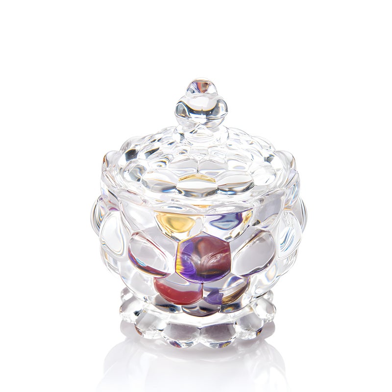 CASAQUA Crystal Bubble Pattern Jar with Tray, Versatile Candy Dish, Cookie Tin, and Decorative Serving Bowl Set for Home & Office, Perfect for Sweets, Treats, and Stylish Decor (Set of 2, Try 1) - Image 4