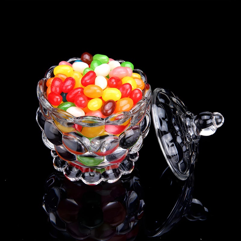 CASAQUA Crystal Bubble Pattern Jar with Tray, Versatile Candy Dish, Cookie Tin, and Decorative Serving Bowl Set for Home & Office, Perfect for Sweets, Treats, and Stylish Decor (Set of 2, Try 1) - Image 3