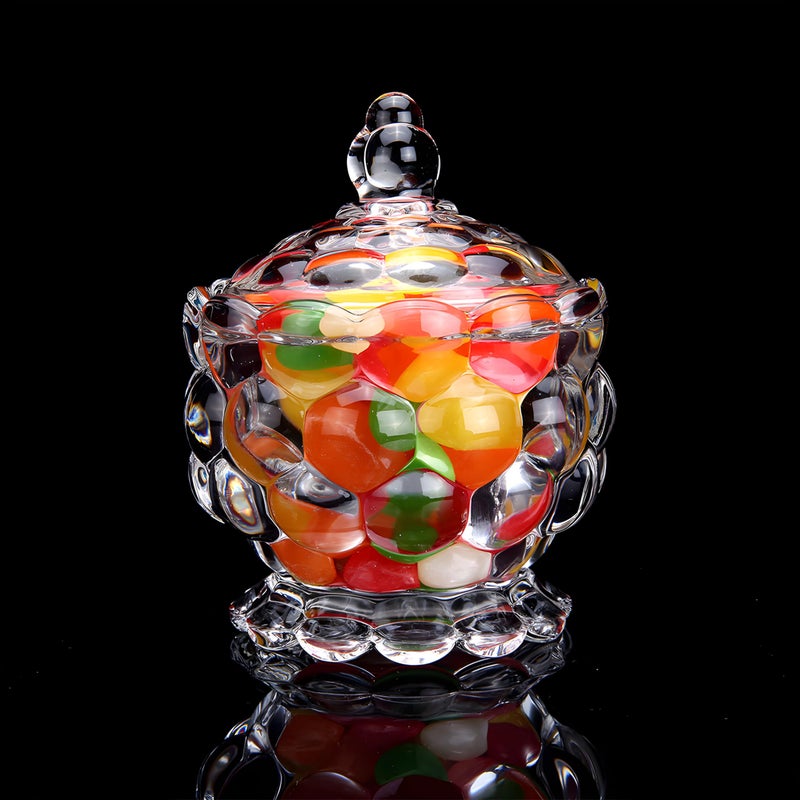 CASAQUA Crystal Bubble Pattern Jar with Tray, Versatile Candy Dish, Cookie Tin, and Decorative Serving Bowl Set for Home & Office, Perfect for Sweets, Treats, and Stylish Decor (Set of 2, Try 1) - Image 2