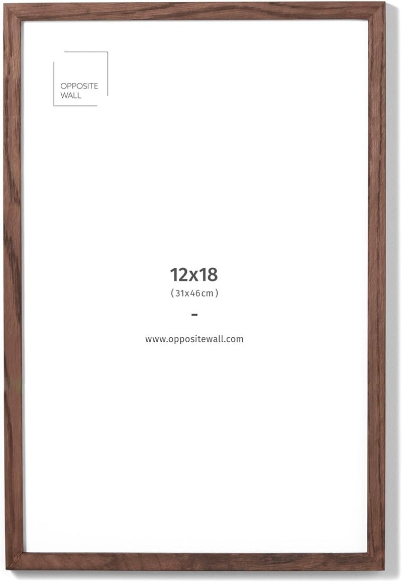 Opposite Wall - 12x18 in - Dark Oak Wood Picture Frame - Lightweight, Versatile & Shatterproof - Wall Hanging Poster or Photo Frame - Wall Decor for Office, Gallery & Home - Image 1