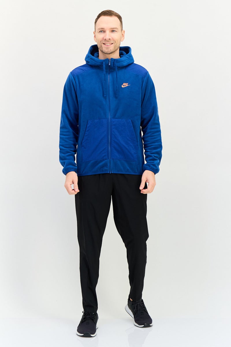 Nike Men Sportswear Fit Embroidered Logo Long Sleeve Outdoor Hoodie, Blue - Image 3