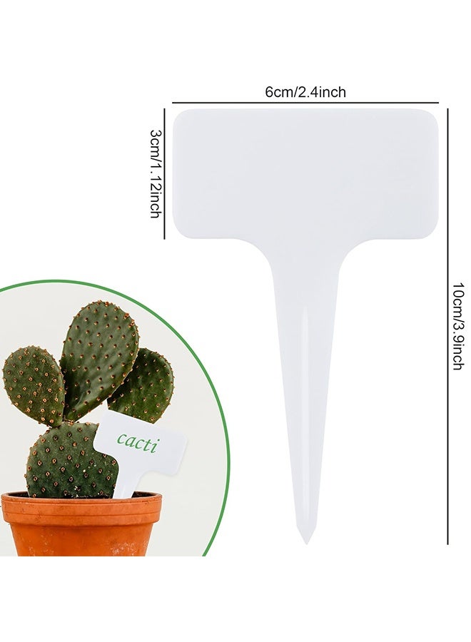 100 Pcs Plastic Garden Plant Labels Tags Garden Markers Seed Labels for Herb Vegetables 10x6cm Waterproof Plant Markers for Outdoor Plants Flower, Potted Plant (T-Type White) - Image 2