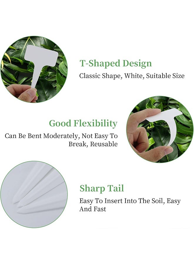 100 Pcs Plastic Garden Plant Labels Tags Garden Markers Seed Labels for Herb Vegetables 10x6cm Waterproof Plant Markers for Outdoor Plants Flower, Potted Plant (T-Type White) - Image 4