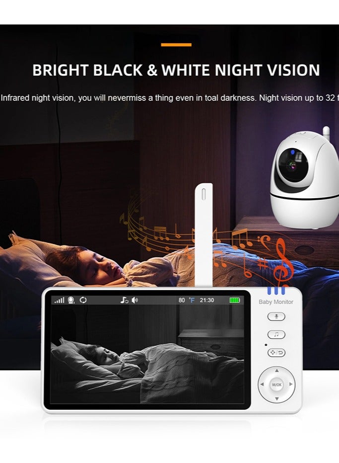 YUFAN Wireless Video Baby Monitor,5.0 Inches Night Vision LCD Two Way Call - Image 5