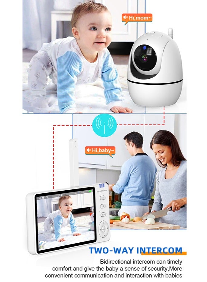 YUFAN Wireless Video Baby Monitor,5.0 Inches Night Vision LCD Two Way Call - Image 4