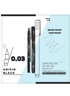 Uniball قلم حبر فاينلاينر Unipin Fineliner مكون من قطعة واحدة برأس 0.03 مم وحبر أسود  - Image 2
