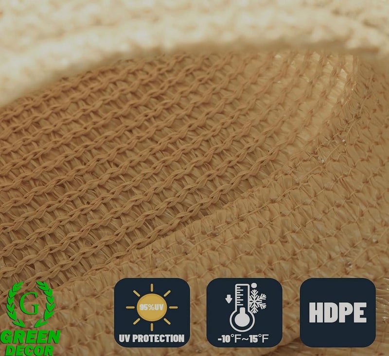 GREEN DECOR HDPE Fabric Cotton Webbing Sun Shade Sails 8590 Protection from Sun UV Rays Ideal for Car Parking Outdoor Garden Balcony Patio Beige Color 15 X 25 Feet Pack of 1 Piece - Image 4