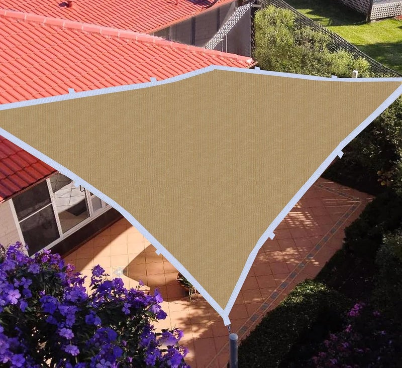 GREEN DECOR HDPE Fabric Cotton Webbing Sun Shade Sails 8590 Protection from Sun UV Rays Ideal for Car Parking Outdoor Garden Balcony Patio Beige Color 15 X 25 Feet Pack of 1 Piece - Image 1
