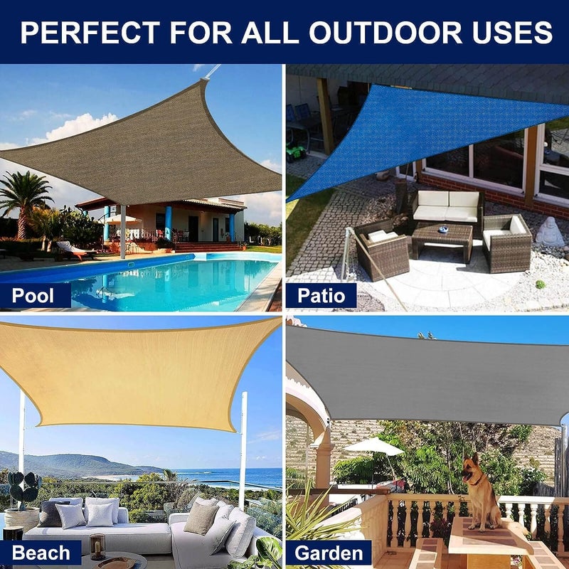 GREEN DECOR HDPE Fabric Cotton Webbing Sun Shade Sails 8590 Protection from Sun UV Rays Ideal for Car Parking Outdoor Garden Balcony Patio Beige Color 15 X 25 Feet Pack of 1 Piece - Image 5